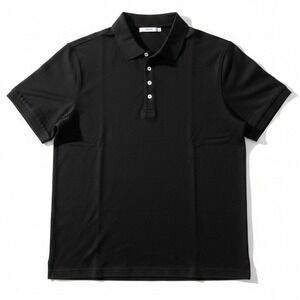 Perona Black Short Sleeve 100% Cotton Polo, 4-Button Placket Shirt, Men's XXL